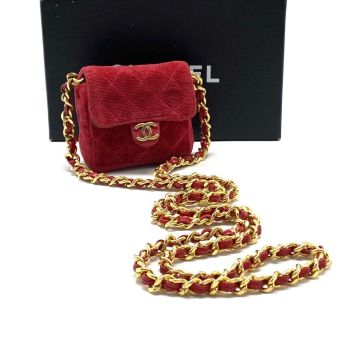 1円 良品 CHANEL シャネル ミニミニ マトラッセ ココマーク ベロア レザー チェーン ショルダー バッグ fH12158A