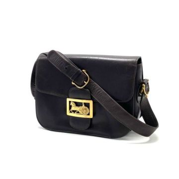 1円 良品 CELINE セリーヌ 馬車金具 ボックス カーフ ショルダー バッグ fY11113A