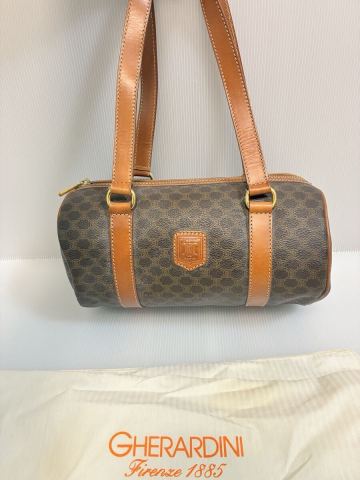 1円スタート セリーヌ ハンドバッグ マカダム ブラウン系 