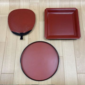 【C371-1】丸盆　菓子盆　3点セット　　※2枚目写真の商品は箱なしになります