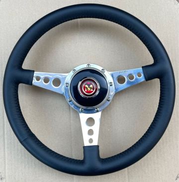 モトリタ moto lita mini BMC 14インチ　ディッシュ　レザー ステアリング 旧車 ミニ レカラ