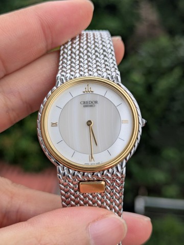 1円スタート希少美品セイコークレドール GCJX003 5A74-0240 18KT CREDOR クォーツメンズ腕時計