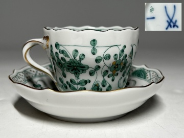 【瑞】マイセンMeissen　インドの華　グリーン　デミタスカップ＆ソーサー