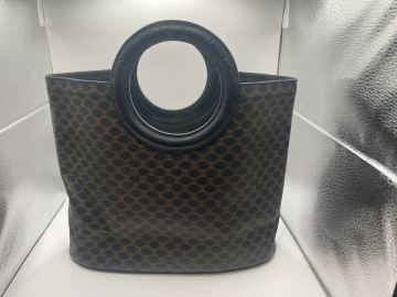 ◆1円美品◆　CELINE セリーヌ ハンドバッグ PVC レザー マカダム柄 ブラック