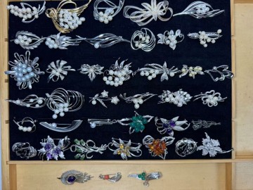 AS334 シルバーアクセサリー　まとめ売り　ブローチ　全て刻印有り　Silver Sterling 925 パール　色石　現状品　重365g