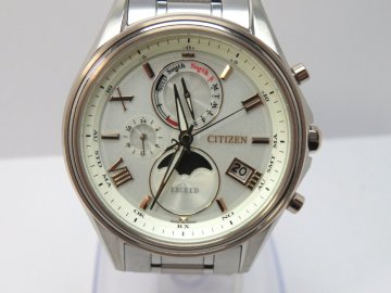 1円開始◆稼働◆ シチズン H874-004JJ02 エクシード ホワイト ソーラー メンズ 腕時計 コマ5 AE34406