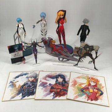 【中古品】『1-321』エヴァンゲリオン 綾波レイ、アスカ、渚カヲルアクリルスタンド ミニ色紙 キャンバス コレクターズアイテム 12点まとめ