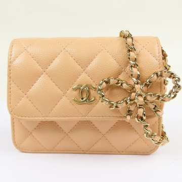 205238★1円スタート★CHANEL シャネル 極美品 ランダム番号 ミニマトラッセ ココマーク リボン チェーンショルダバッグ キャビアスキン