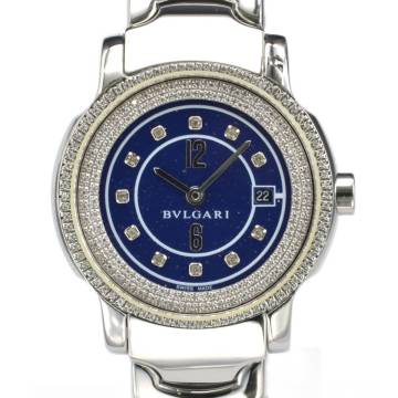１円～稼働424-1206226G　BVLGARIブルガリ　ソロテンポ　ST29S　SS　デイト　クォーツ　ブルー系文字盤　レディース腕時計