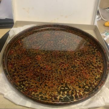 津軽塗 漆器 お盆 丸盆 天然木 木製 漆芸 津軽塗り