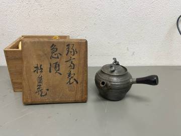 佐渡金工師 「本間琢斎」 古錫 急須 作家物★ 共箱 時代物★ 茶道具