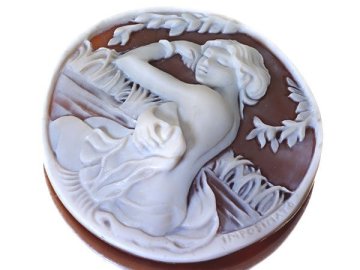 1円～【ジュエリー極】ヴィンチェンツォ・インポジマート作 美しい彫刻 高級シェルカメオルース 45ｍｍ&times;44.6ｍｍ w6090v【送料無料】