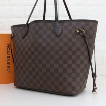 LOUIS VUITTON ダミエ エベヌ ネヴァーフル MM N51105 トートバッグ ショルダーバッグ ビジネスバッグ 大容量 肩掛け 茶色 PVC レザー