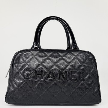1円 超極美品 CHANEL シャネル キャビアスキン ハンドバッグ ミニボストンバッグ ブラック マトラッセ ココマーク 黒 レディース シール有