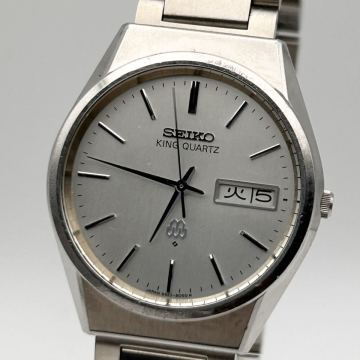 【新品ベルト 新品電池 稼働】SEIKO セイコー KING QUARTZ キングクォーツ twin ツイン 9923-8050 腕時計 シルバー デイデイト