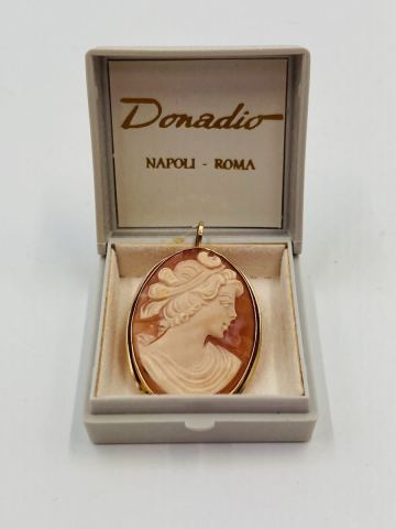 ◆ カメオ ブローチ ペンダントトップ 女性横顔 アクセサリー ☆ 246 NA刻印あり 総重量約3.6g