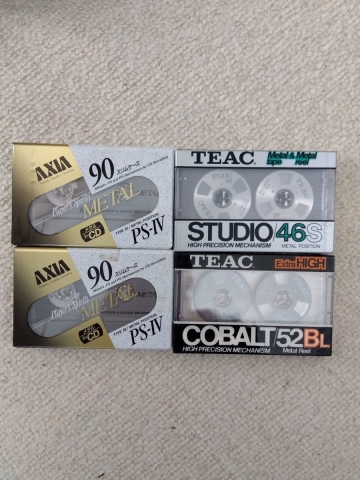 【送料無料】カセットテープ AXIA 90分（メタルポジション）&times;2 、TEAC 46分&times;１（メタルポジション）、TEAC 52分&times;1（ハイポジション）