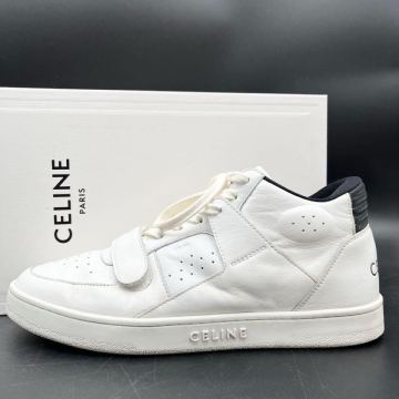 1円 【美品】 CELINE セリーヌ 【圧倒的高級感】 CT-02 エディ期 ベルクロ ロゴ エンボス レザー メンズ スニーカー シューズ 靴 29cm相当
