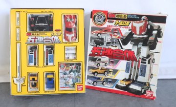 【ト長】BANDAI バンダイ DX超合金 五連合体 ターボロボ 高速戦隊ターボレンジャー 当時物 戦隊 特撮 箱付き IC563IOS24