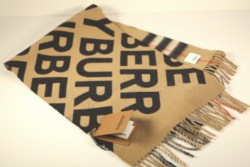 未使用 BURBERRY バーバリー ストール カシミヤ マフラー リバーシブル ロゴ チェック ベージュ タグ付き カシミア