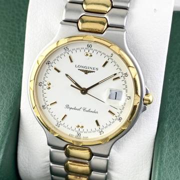 【1円〜】LONGINES ロンジン 腕時計 メンズ CONQUEST コンクエスト ホワイト文字盤 ゴールド ラウンドフェイス デイト 可動品