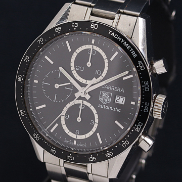 1円 保 稼働 タグホイヤー カレラ CV2010-3 EBE4996 AT/自動巻 ブラック文字盤 メンズ腕時計 5698110 1DIT TAM