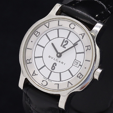 1円 稼働 ブルガリ ソロテンポ ST29S D6614 QZ ホワイト文字盤 メンズ腕時計 1950300 2DIT MTY