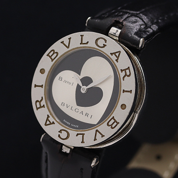 1円 稼働 ブルガリ ビーゼロワン ダブルハート BZ30S D13139 QZ ブラック文字盤 メンズ腕時計 8549200 2DIT KMT