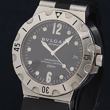 1円 ブルガリ ディアゴノ スクーバ SD38S AT/自動巻 グレー文字盤 デイト メンズ腕時計 0093500 2TJT TAM