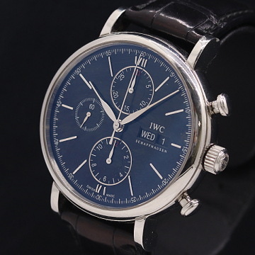 1円 稼働 良品 IWC ポートフィノ クロノグラフ 5356237 AT/自動巻 ネイビー文字盤 メンズ腕時計 6284630 2TLT KMT