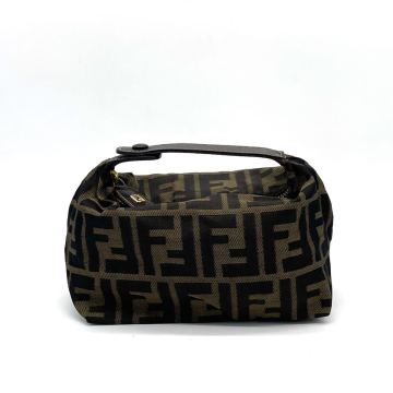 1円 極美品 FENDI フェンディ ズッカ バニティポーチ アクセサリーポーチ ミニバッグ カーキ