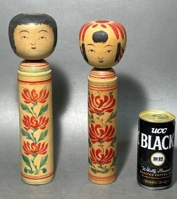 伝統こけし　蔵王高湯系 志田菊麻呂・作25㎝と志田八郎・作24㎝　 郷土玩具 伝統工芸