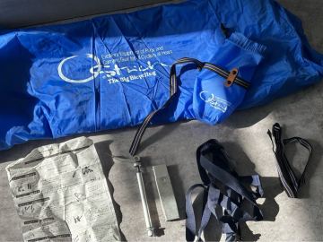 R192 オーストリッチ OSTRICH 輪行袋 ブルー エンド金具・説明書・ベルト付 縦型 兵庫県発 自転車 収納袋