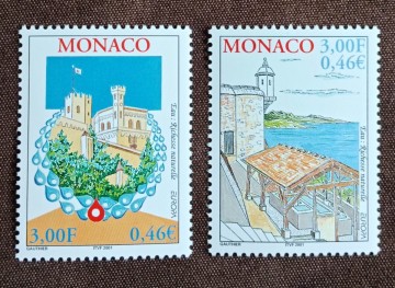 モナコ　2001 ヨーロッパセプト　水と豊かな自然　2完　風景　景色　景観　建物　建造物　建築　海　未使用糊あり