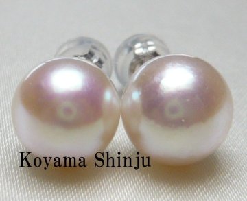 新品★小山真珠★１円～リクエスト出品です♪美色カラー！大珠8.6ｍｍアップあこや本真珠パールピアス