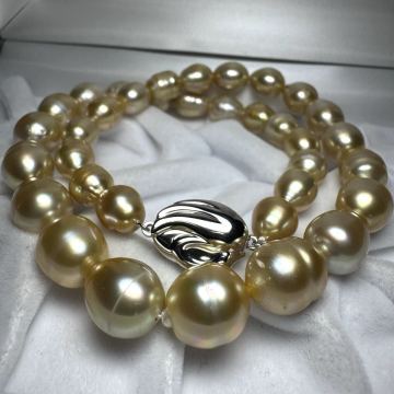 TASAKI タサキ 白蝶真珠 ゴールデンパール ネックレス 11.1mm 南洋パール シロチョウ 本真珠 pearl jewely necklace SILVER スワン金具