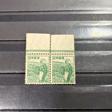 【62】 茶摘み 産業図案切手 糊有り ペア　5円