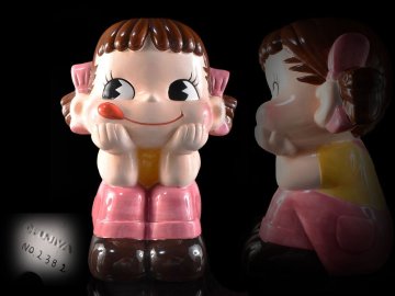 【雲】某有名コレクター買取品希少 陶器製 不二家ペコちゃん ジャンボペコちゃん人形 高さ60.3cm 重さ9.9ｋｇ 古美術品 DA9617 UTgfre