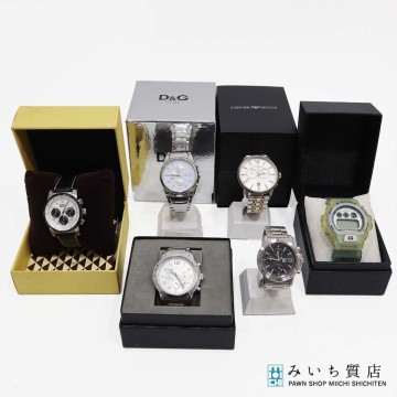 質屋 1円～ 腕時計 稼働含む ジャンク 6本まとめ Casio バーバリー D&G タケオキクチ 他 クォーツ 2025.12電池交換済 25k921-6 みいち質店