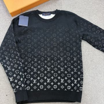 5『極美品・名作』 LOUIS VUITTON ヴィトン メンズ グラディエント グラデーション ニット セーター モノグラム ブラック 黒 M相当