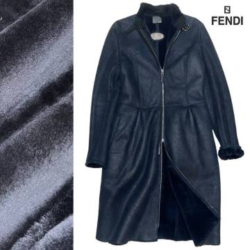 225万◆フェンディ【超VIP セレリア】シェアード ラム 本革●毛皮 ムートン コート