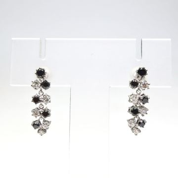 K18WG!!◆天然ブラックダイヤモンド/天然ダイヤモンドピアス◆F 約2.6g black diamond pierce jewelry ジュエリー EE3/EE4 X690