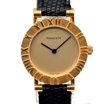【AR-13】18K　Tiffany　ティファニー　アトラス　L0630　750刻印　18金無垢　ローマンベゼル　純正ベルト　レディース腕時計　重量20.77g