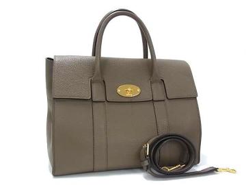 1円 ■美品■ MULBERRY マルベリー ベイズウォーター レザー 2WAY ハンドバッグ ショルダーバッグ 斜め掛け グレージュ系 FW2175