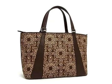 1円 ■美品■ 印傳屋 INDEN-YA インデンヤ キナート 鹿革 ハンドバッグ トート レディース ブラウン系 BT2359