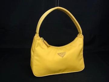 1円 ■美品■ PRADA プラダ テスートナイロン ハンドバッグ トートバッグ レディース イエロー系 FQ5080
