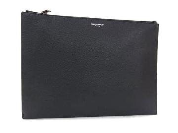 1円 ■美品■ SAINT LAURENT サンローラン レザー クラッチバッグ セカンドバッグ メンズ レディース ブラック系 FT5852