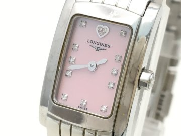 Longins ロンジン ドルチェビータ「L5.158.4」ダイヤ 12P ピンクシェル文字盤 腕時計 現状渡し 動作未確認 中古【UW020535】▲