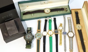 ジャンク時計☆各種ブランド 腕時計 グッチ,ジバンシー他 計10点 空箱1つ含む ※ベルト1点切れアリ※動作未確認◆おたからや【H-JW05702】