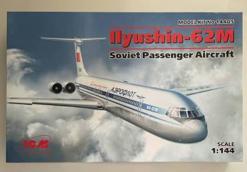 1円〜スタート　送料660円～ 希少 未使用組立品 ICM 1/144 イリューシン IL-62M 長距離旅 プラモデル 